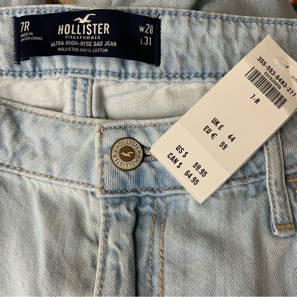 Hollister Ultra High-Rise Distressed Dad Jean Vintage Stretch. Size 7R. (NWT). - Picture 8 of 9